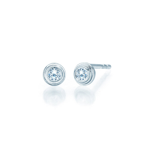 Ear studs Diamond Bowl in 14K white gold with diamonds 0.10ct G/SI