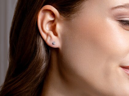 Ear studs Diamond Bowl in 14K white gold with diamonds 0.10ct G/SI