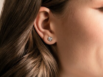 Ear studs Diamond Bowl in 9K yellow gold with diamonds 0.30ct G/SI