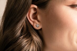 Ear studs Diamond Bowl in 9K yellow gold with diamonds 0.30ct G/SI