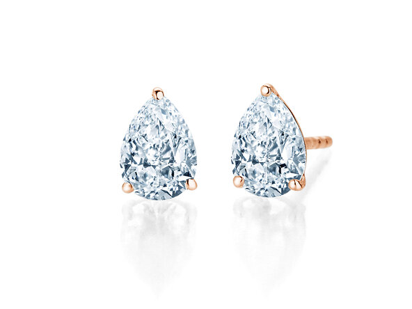 Studs Diamond Drop Lab-grown diamond in 14K rosé gold with lab-grown diamonds 0.30ct E/VS