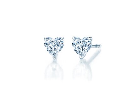 Ear studs Diamond Heart in silver 925/- with diamonds 0.30ct G/SI