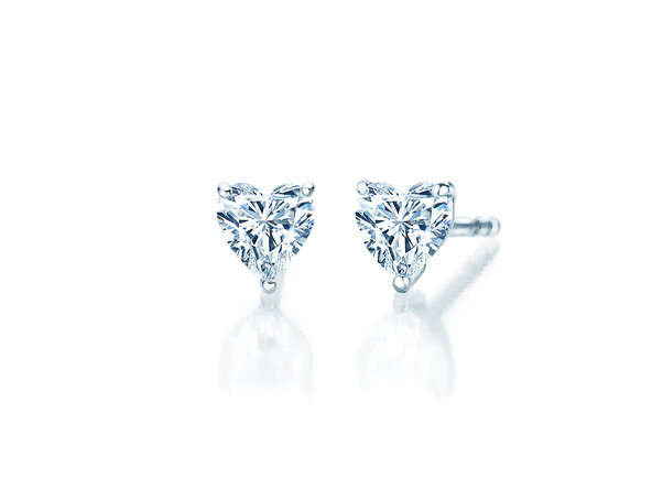 Ear studs Diamond Heart in silver 925/- with diamonds 0.30ct G/SI