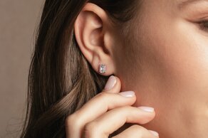 Ear studs Diamond Radiant in 14K yellow gold with diamonds 0.30ct G/SI