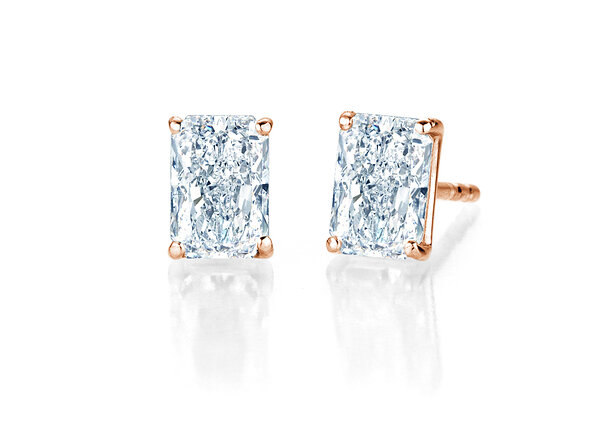 Ear studs Diamond Radiant in 18K rosé gold with diamonds 0.30ct G/SI