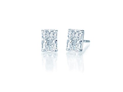 Studs Diamond Radiant Lab-grown diamond in silver 925/- with lab-grown diamonds 0.30ct E/VS