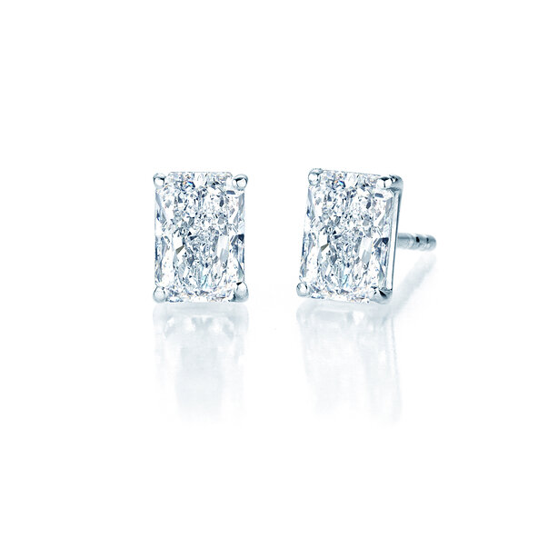 Studs Diamond Radiant Lab-grown diamond in silver 925/- with lab-grown diamonds 0.30ct E/VS