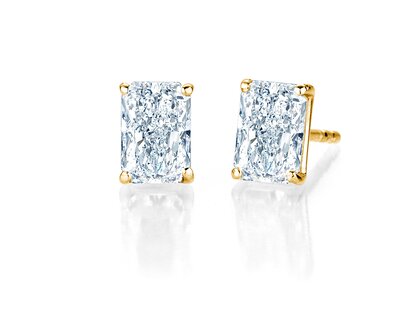 Ear studs Diamond Radiant in 14K yellow gold with diamonds 0.30ct G/SI