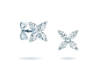 Ear studs Flower in 14K white gold with diamonds 0.64ct