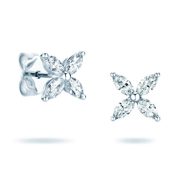 Ear studs Flower in 14K white gold with diamonds 0.64ct