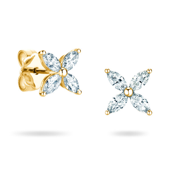 Studs Flower Lab-grown diamond in 9K yellow gold with lab-grown diamonds 0.64ct E/VS