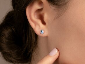 Earrings Jolie in 14K white gold with sapphires 0.50ct and diamonds 0.08ct