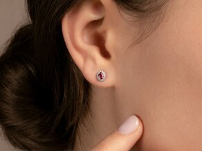 Earrings Jolie in 14K white gold with rubies 0.50ct and diamonds 0.08ct