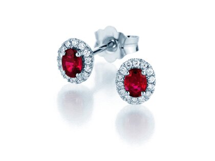 Earrings Jolie in 14K white gold with rubies 0.50ct and diamonds 0.08ct