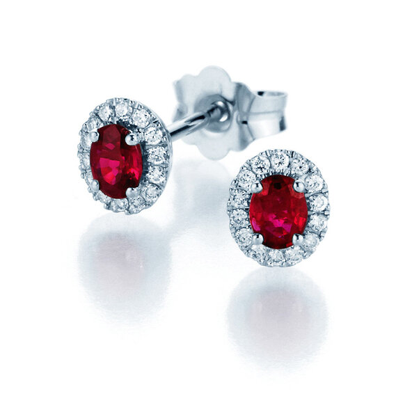 Earrings Jolie in 14K white gold with rubies 0.50ct and diamonds 0.08ct