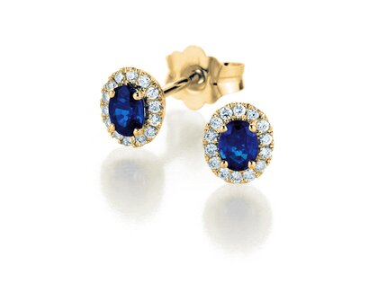 Earrings Jolie in 14K yellow gold with sapphires 0.50ct and diamonds 0.08ct