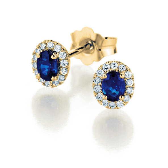 Earrings Jolie in 14K yellow gold with sapphires 0.50ct and diamonds 0.08ct