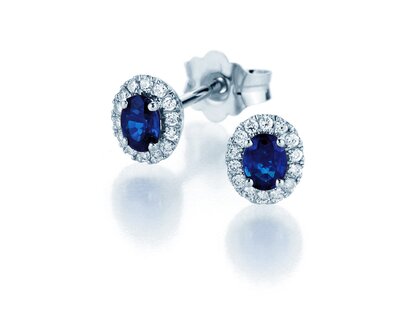 Earrings Jolie in 14K white gold with sapphires 0.50ct and diamonds 0.08ct
