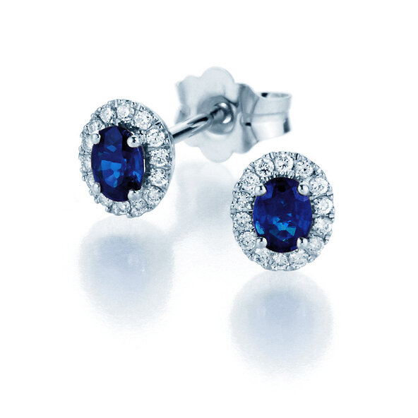 Earrings Jolie in 14K white gold with sapphires 0.50ct and diamonds 0.08ct