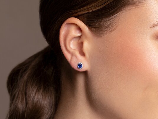 Studs Windsor with coloured gemstone and diamonds