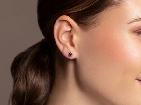 Earrings Windsor in 14K white gold with rubies 1.20ct and diamonds 0.10ct