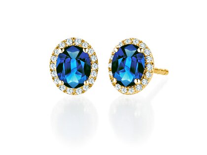 Earrings Windsor in 14K yellow gold with sapphires 1.20ct and diamonds 0.10ct