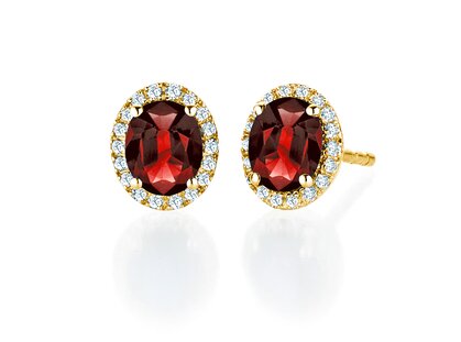 Earrings Windsor in 14K yellow gold with rubies 1.20ct and diamonds 0.10ct