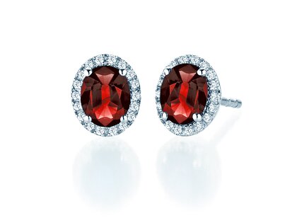 Earrings Windsor in 14K white gold with rubies 1.20ct and diamonds 0.10ct
