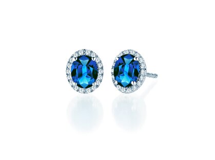 Studs Windsor with coloured gemstone and diamonds