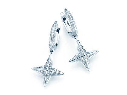 Earrings Diamond Stars in 14K white gold with diamonds 0.48ct G/SI