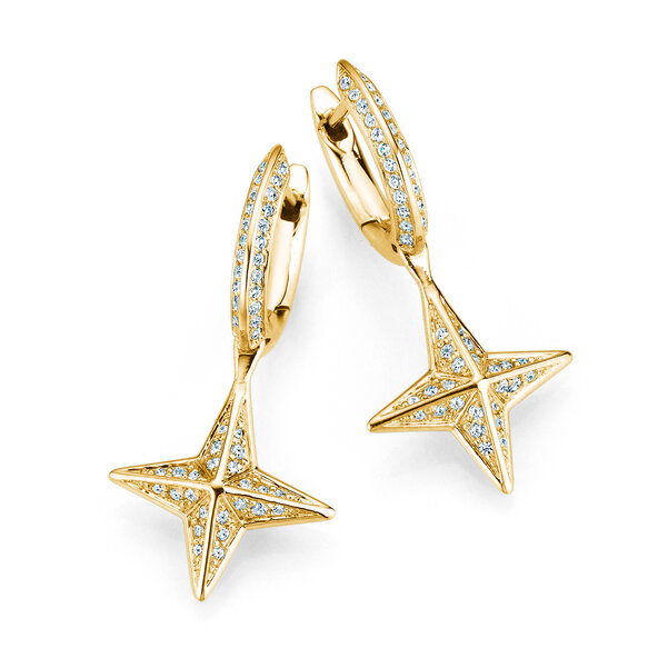 Earrings Diamond Stars in 14K yellow gold with diamonds 0.48ct G/SI