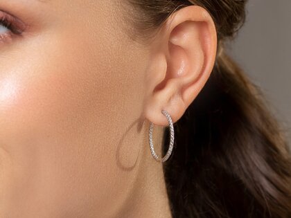 Earrings Diamond Hoops in 14K white gold with diamonds 0.90ct G/SI