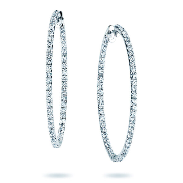 Earrings Diamond Hoops in 14K white gold with diamonds 1.40ct G/SI