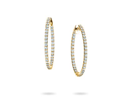 Earrings Diamond Hoops in 14K yellow gold with diamonds 0.90ct G/SI