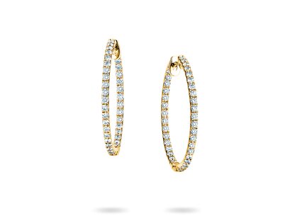 Earrings Diamond Hoops in 14K yellow gold with diamonds 0.72ct G/SI
