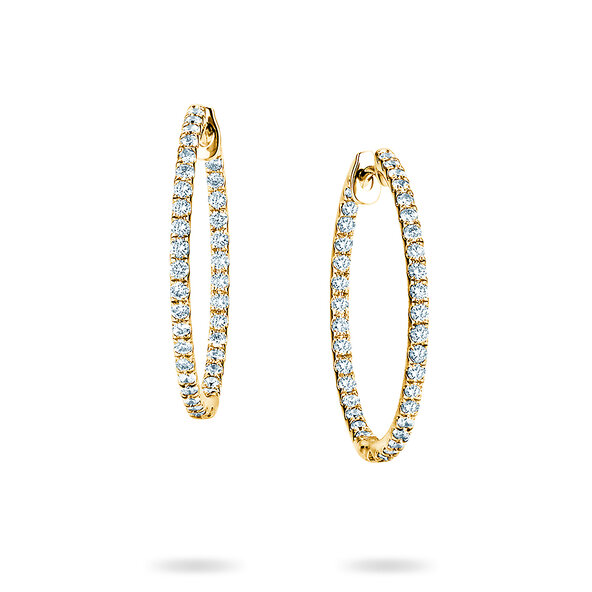 Earrings Diamond Hoops in 14K yellow gold with diamonds 0.90ct G/SI