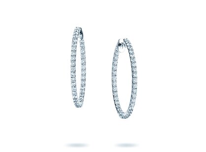 Earrings Diamond Hoops in 14K white gold with diamonds 0.72ct G/SI