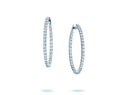Earrings Diamond Hoops in 14K white gold with diamonds 0.90ct G/SI