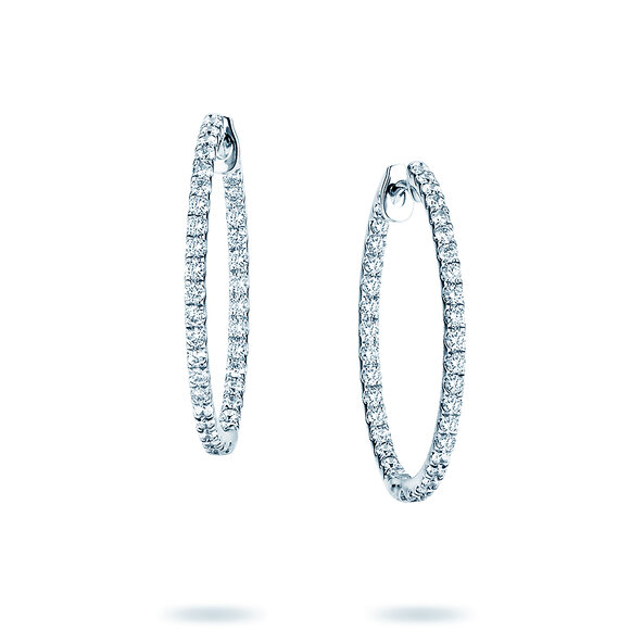 Earrings Diamond Hoops in 14K white gold with diamonds 0.90ct G/SI