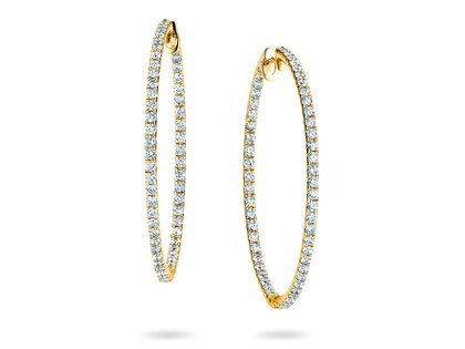 Earrings Diamond Hoops in 14K yellow gold with diamonds 1.40ct G/SI
