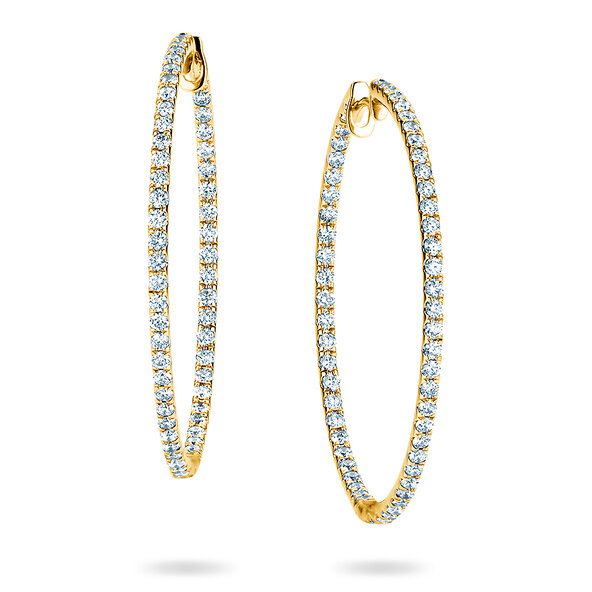 Earrings Diamond Hoops in 14K yellow gold with diamonds 1.40ct G/SI
