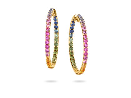 Earrings Rainbow Ombre in 14K yellow gold with sapphires 0.86ct