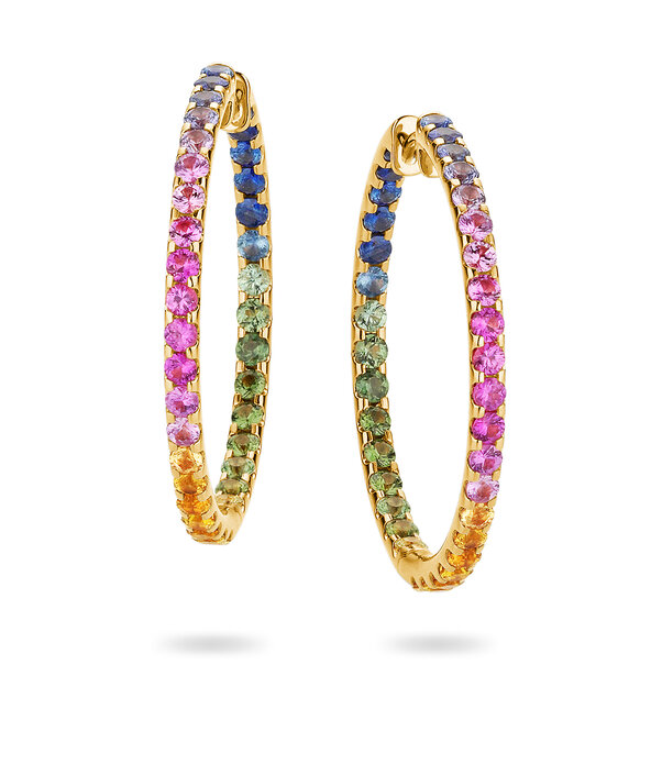 Earrings Rainbow Ombre in 14K yellow gold with sapphires 0.86ct