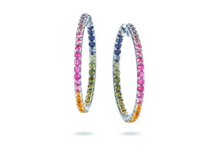 Earrings Rainbow Ombre in 14K white gold with sapphires 0.86ct