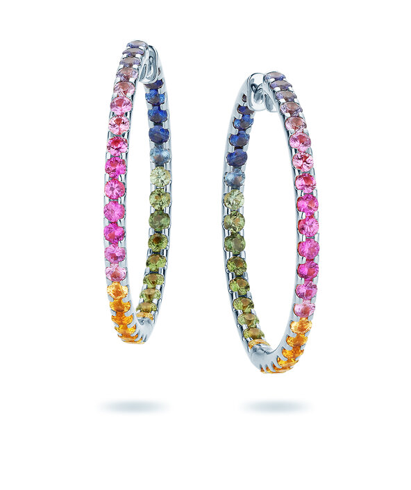 Earrings Rainbow Ombre in 14K white gold with sapphires 0.86ct