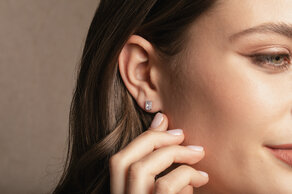 Studs Diamond Radiant Lab-grown diamond in silver 925/- with lab-grown diamonds 0.30ct E/VS