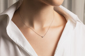 Collier Leon in 14K white gold with diamond 0.08ct G/SI 42cm