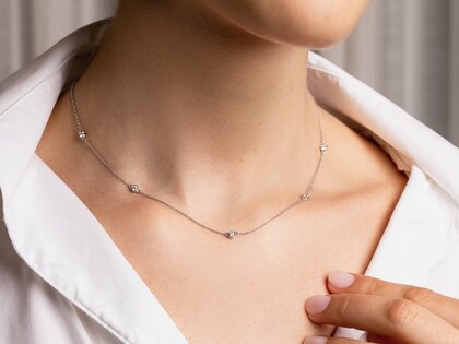 Collier Leon in 14K yellow gold with diamonds 0.25ct G/SI 42cm