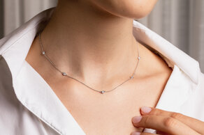 Collier Leon in 14K yellow gold with diamonds 0.25ct G/SI 42cm