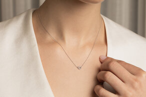 Pendant Heart Petite in 14K yellow gold with diamonds 0.06ct G/SI, 42cm 1.1mm